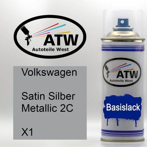 Volkswagen, Satin Silber Metallic 2C, X1: 400ml Sprühdose, von ATW Autoteile West.